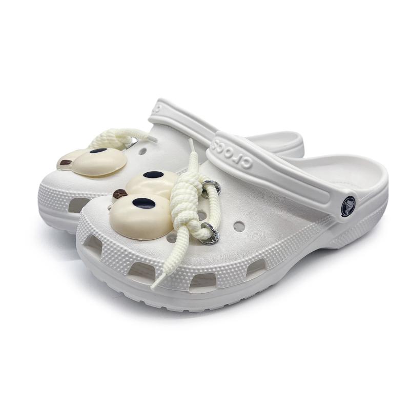 Crocs Classic clog EIGHT% Big Eyes Cute Trend Comfortable Hole Shoes Unisex White