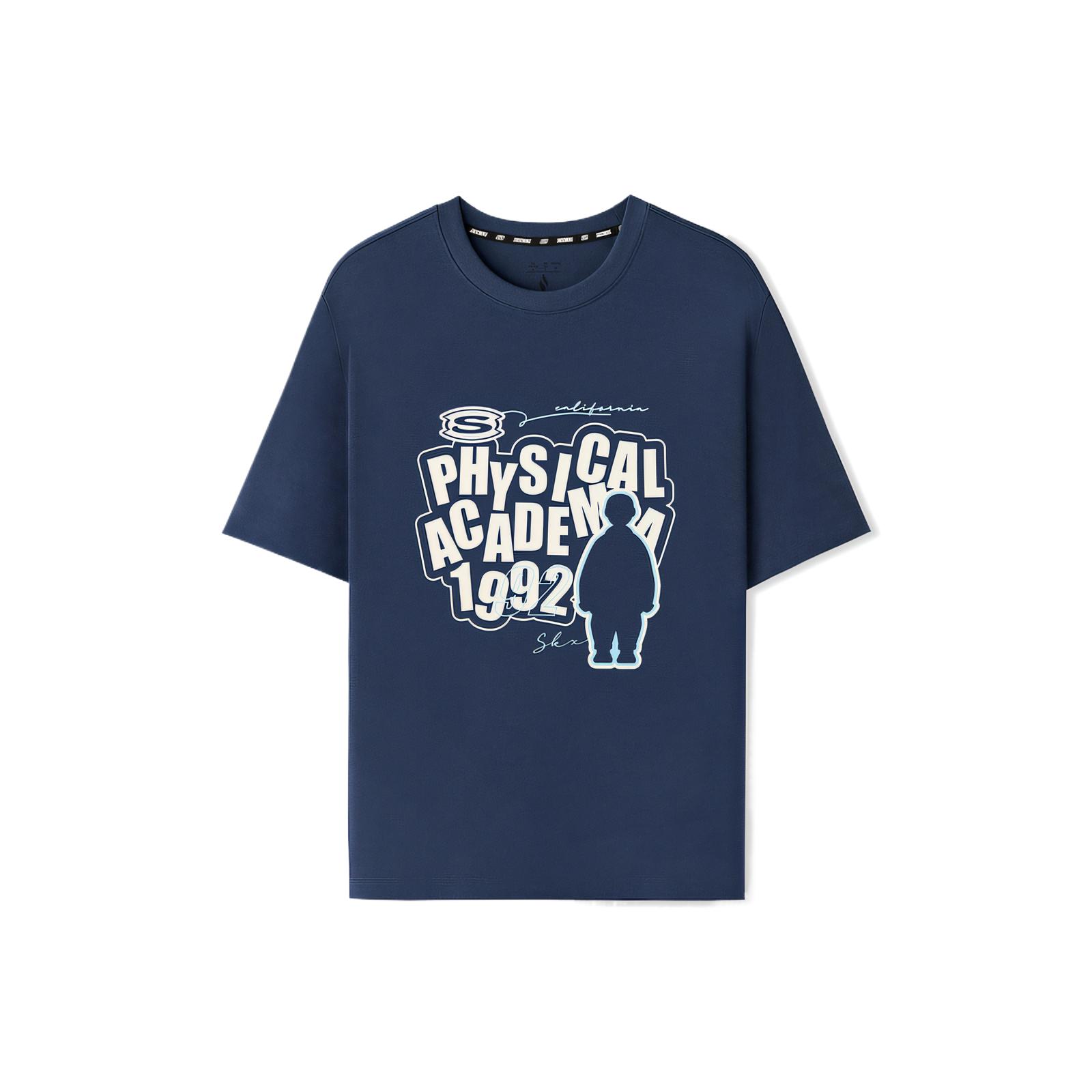 Skechers Comfortable Fashionable Soft Versatile Breathable Short Sleeve T-Shirt Men tops Navy-Blue L225M198-002Z M