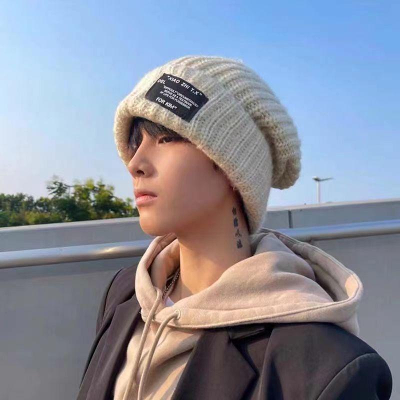 Hats Stacking Hats Autumn and Winter Knitted Wool Hats Korean and Japanese Cold-proof Big Head Circumference Winter Warm Men's Knitted Hats