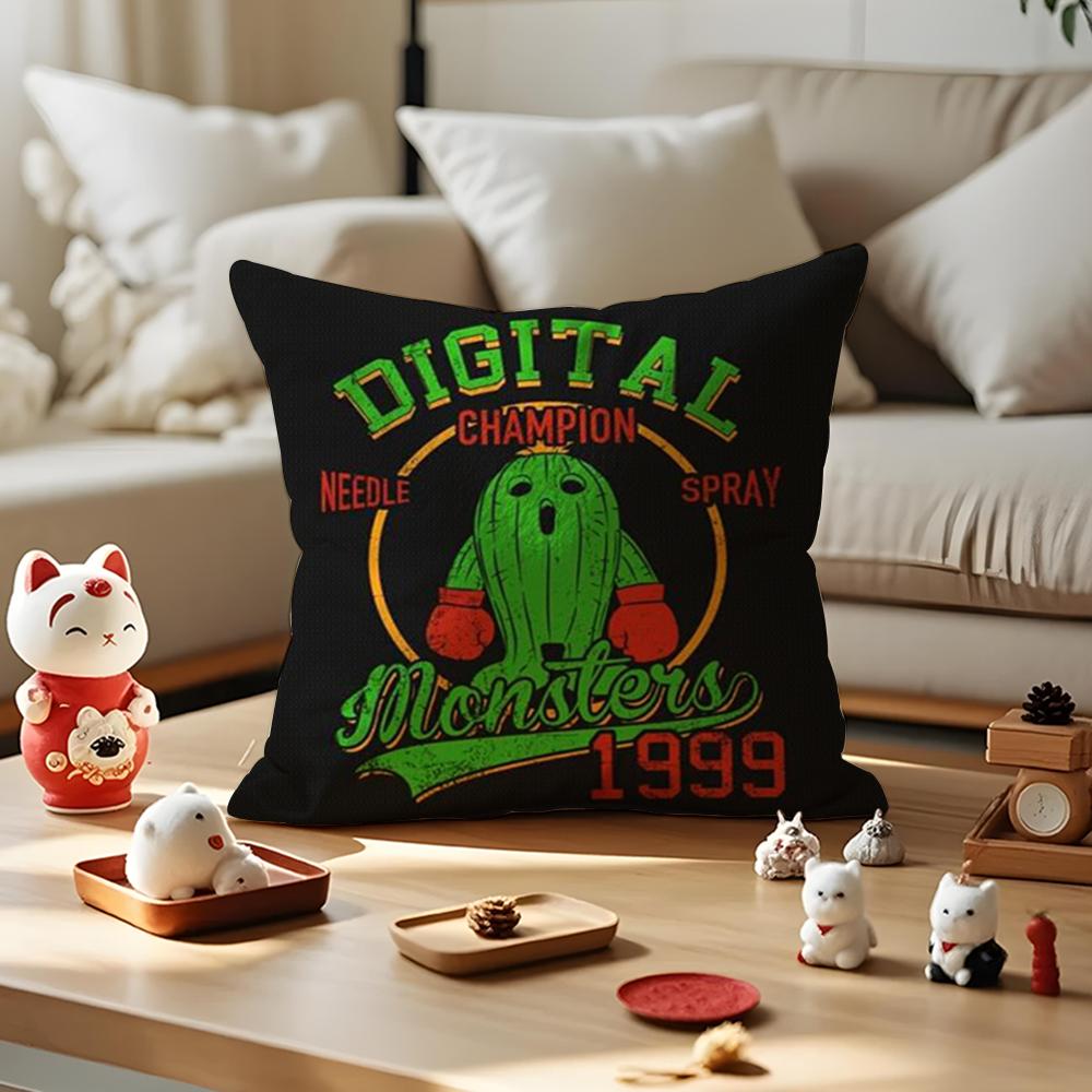 

Anime DDigimon AAdventure Pillow Case Antidustmite Pillowcase Invisible Zipper Silky Short Plush Sofa Cushion Cover 30x30cm