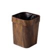 Retro Wood Grain Trash Can, Large Capacity, Creative Style, Plastic Press Ring, for Living Room or Bathroom.