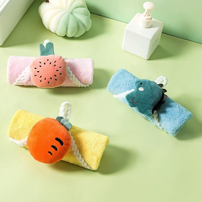 Cute and Fun Hanging Coral Fleece Baby Hand Towel Children's Water-absorbing and Quick-drying Cartoon Square Towel
