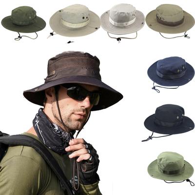 (Projector)Men's And Women's Outdoor Camping Solid Color Travel Fisherman Sunscreen Hat EMA