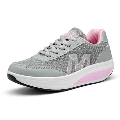 Scarpe sportive casual da donna traspiranti con superficie in rete volante, primavera, nuova collezione, leggere con suola morbida, scarpe da running con suola spessa per aumentare l'altezza