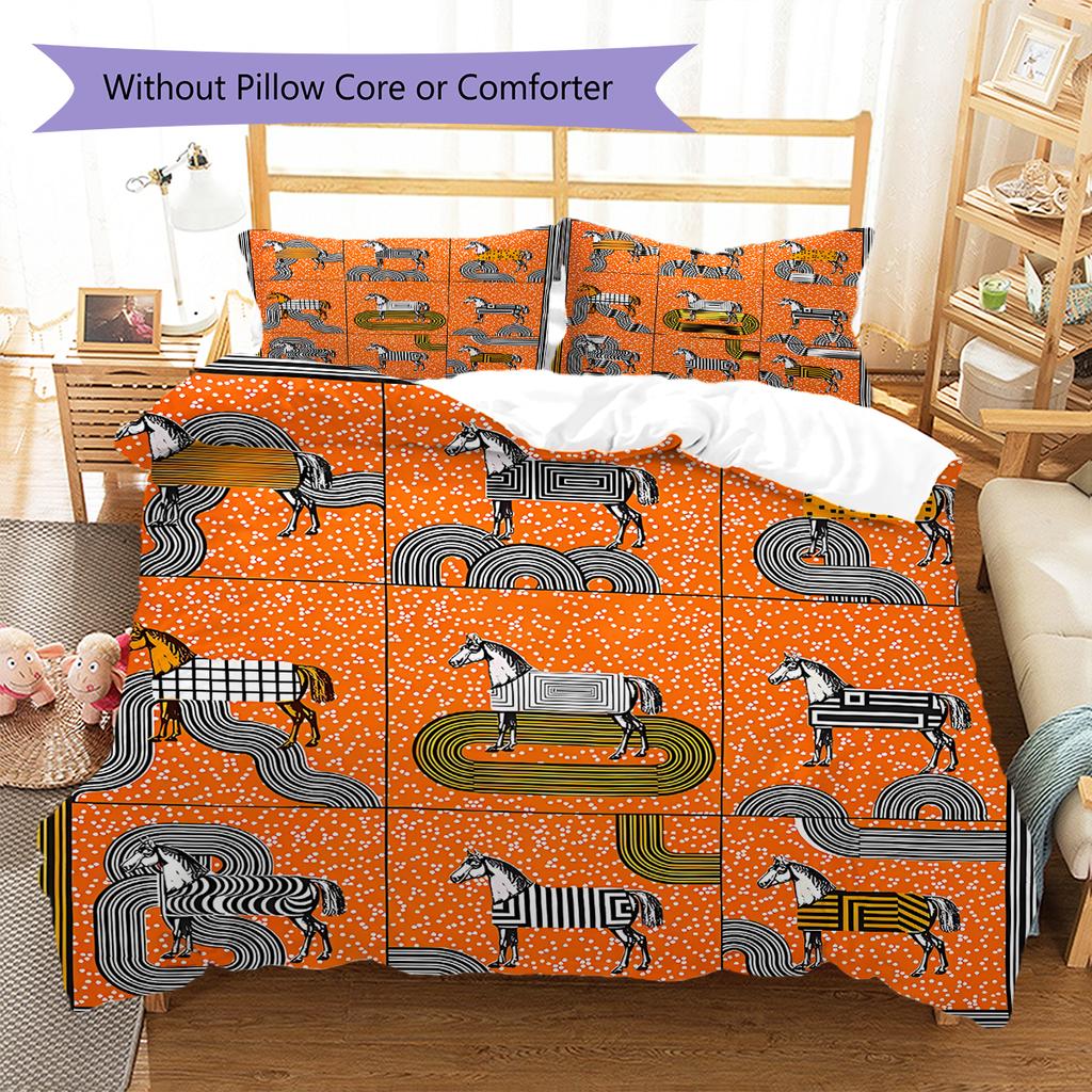 Horse Art Pattern Pattern Bedding Quilt Set Quilt Cover Pillowcase Home Decoration Gift (1 * duvet cover + 2 * pillowcase, without core)