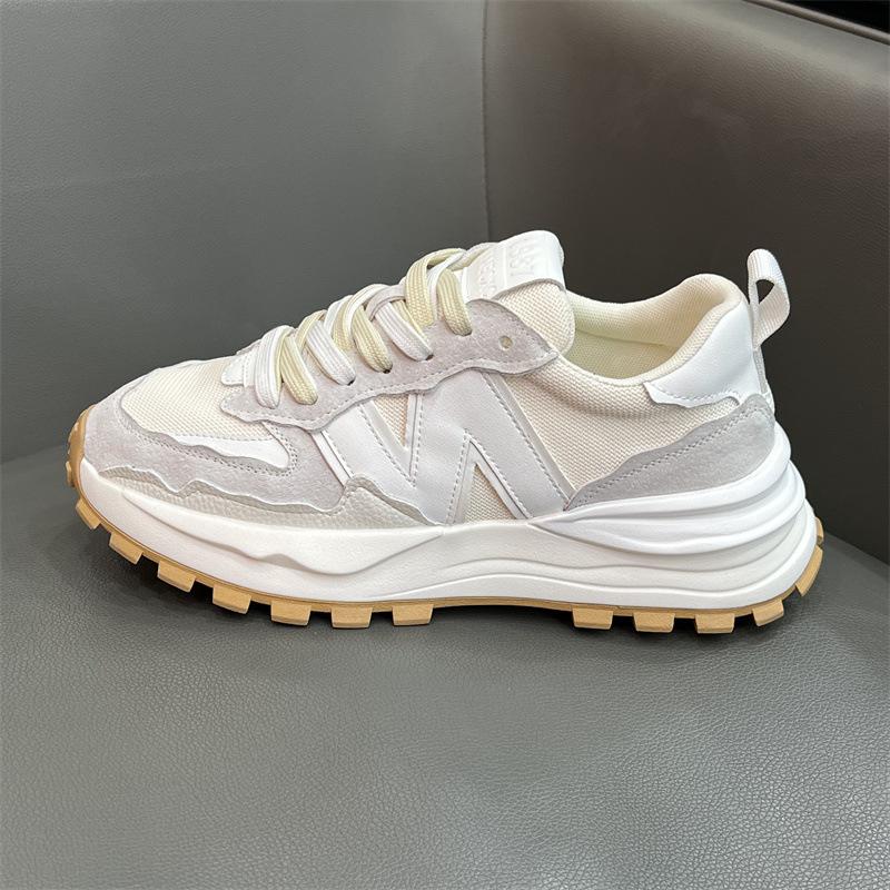 Shoes Spring and Summer New Leather Breathable Mesh Dad Shoes Soft Sole Jogging Sports Casual Shoes Bc