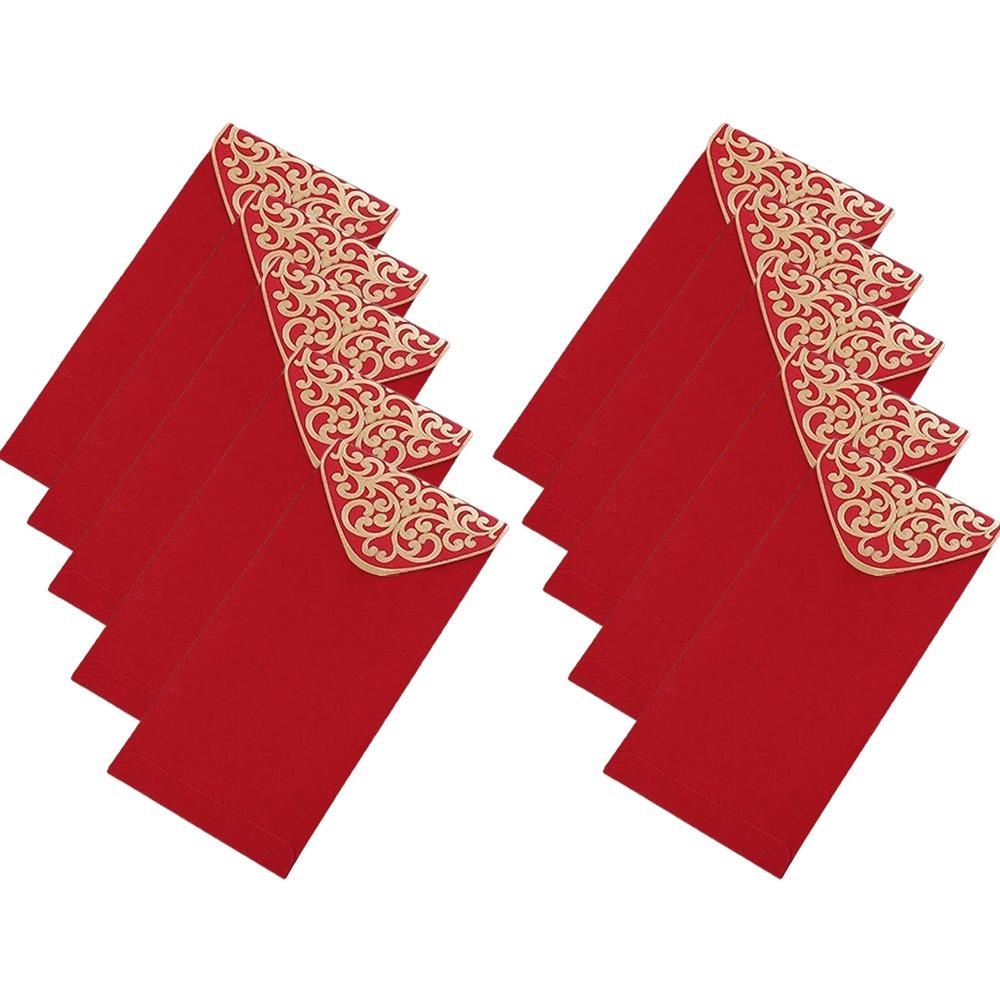 10Pcs Red Red Pocket Gold Stamping Red Gift Envelope Practical Red Envelope  Spring Festival Red-10Pcs красный