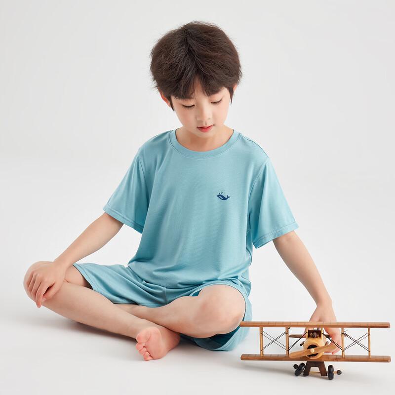 DODODO Boys  Summer Lanjing Tencel Whale Print Pajama Set 110
