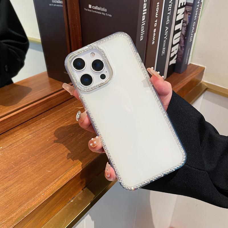 Applicable To Apple 16proMax Flash Edge Drilling Mobile Phone Case Light Luxury IPhone 15 Candy Solid Color 14 Simple Protective Case