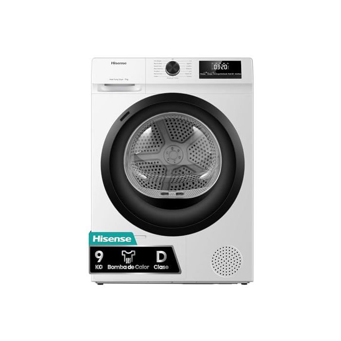 Sèche-linge - Hisense - DHQE900UWDC - Capacité 9 kg - 590x595x845 mm - 44 kg - Économie d'énergie