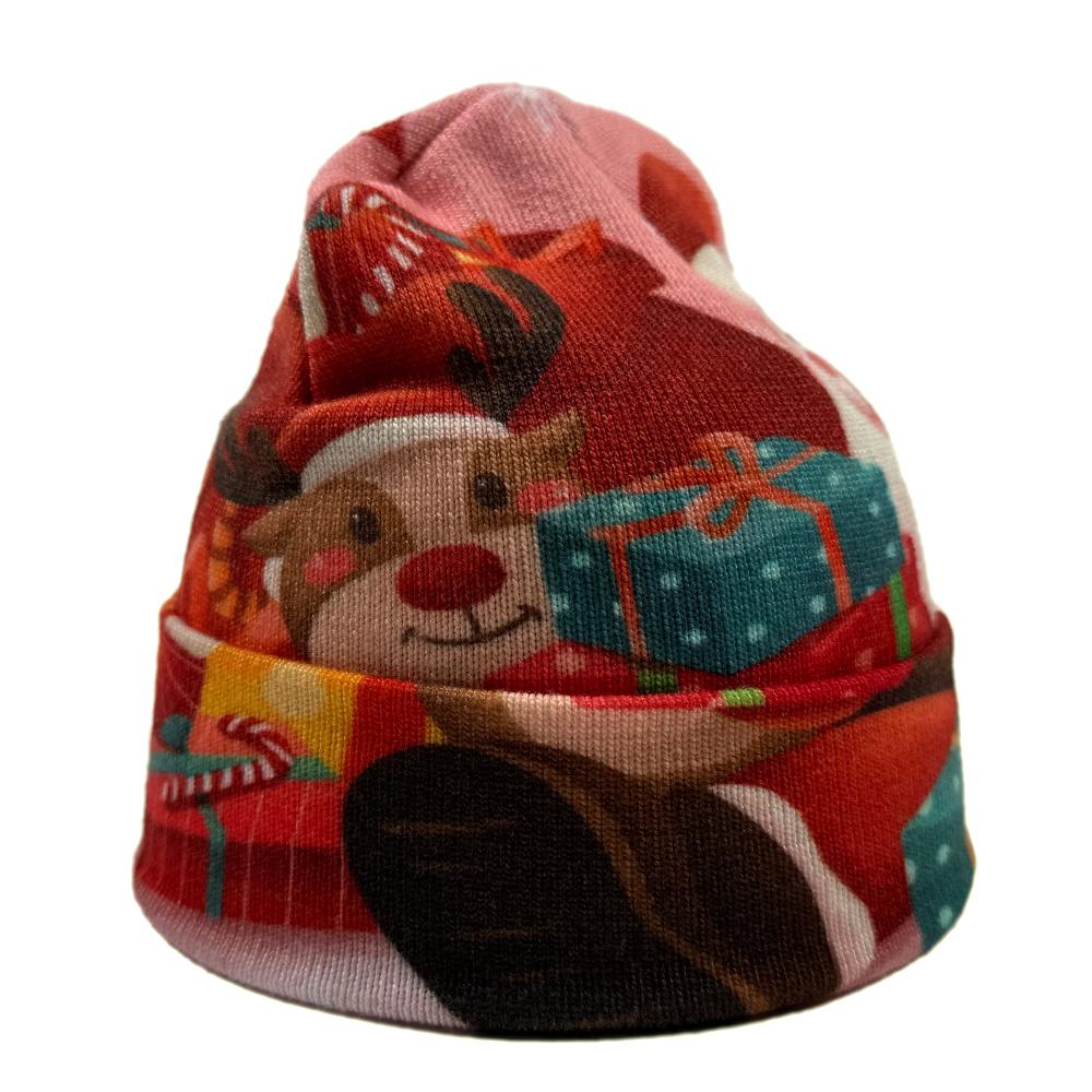 Unisex Acrylic Jacquard Pattern Embroidery Beanie Cap Custom Warm Winter Knit Hats with Digital & Puff Printing for Travel