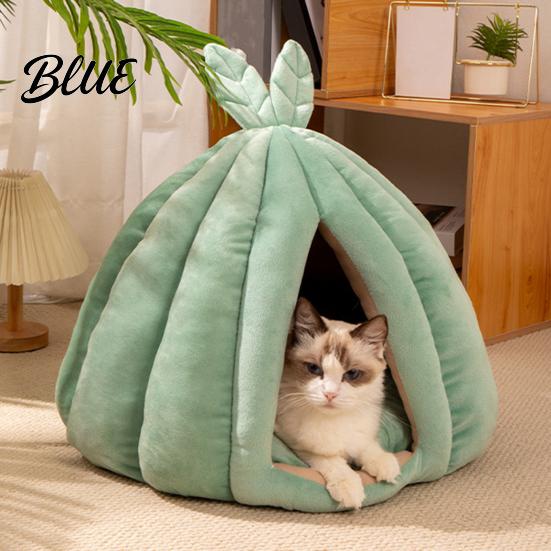 Velvet Pet Cushion Shape Dog Warm Bed Nest Winter Closed Cat Cactus Ball Cage