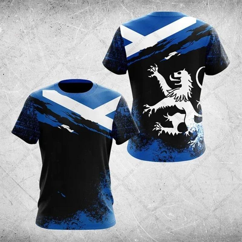 Men s Short Sleeve T Shirt with Scotland Flag Design 3D Printed Quick Dry Breathable Family Style Loose Casual for Adults Kids