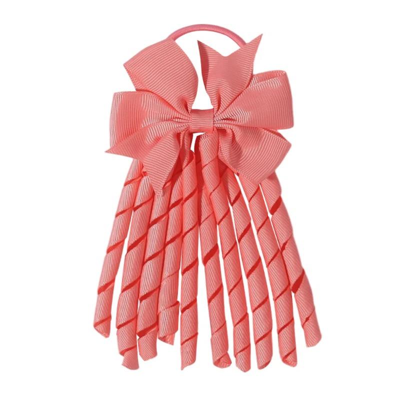 Ribbon-Tassel Hairbands Popular Sweet Cute Rainbow Curly Ribbon Double Ponytail Holder Baby Girls Rubber Bands Hair Accessories