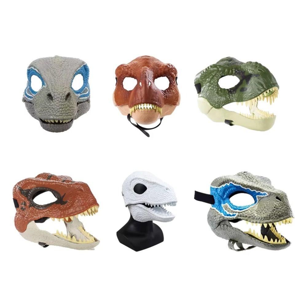Cosplay Props Halloween Dinosaur Mask Moving Jaw Dragon Headwear 3D Raptor Dino Mask  Gifts