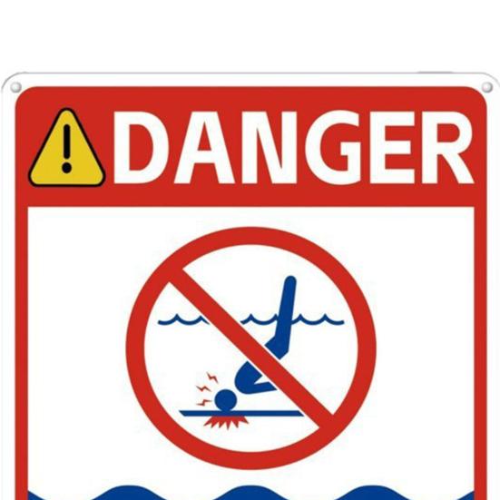 Danger No Diving Sign Weather-proof Heavy Duty Outdoor Yard Beach Pond Swimming Pools Aluminum Warning Sign