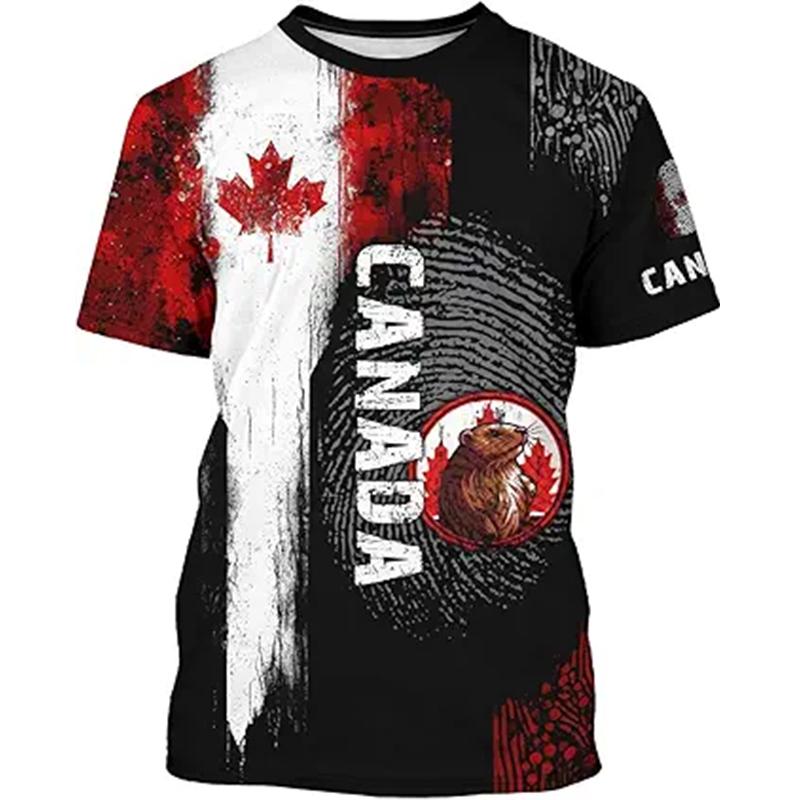 Fashion T-Shirts For Men 3d Canada Flag Printed Men's Clothing Sports Short Sleeved Oversized Top Tees Daily Casual Tees Tops