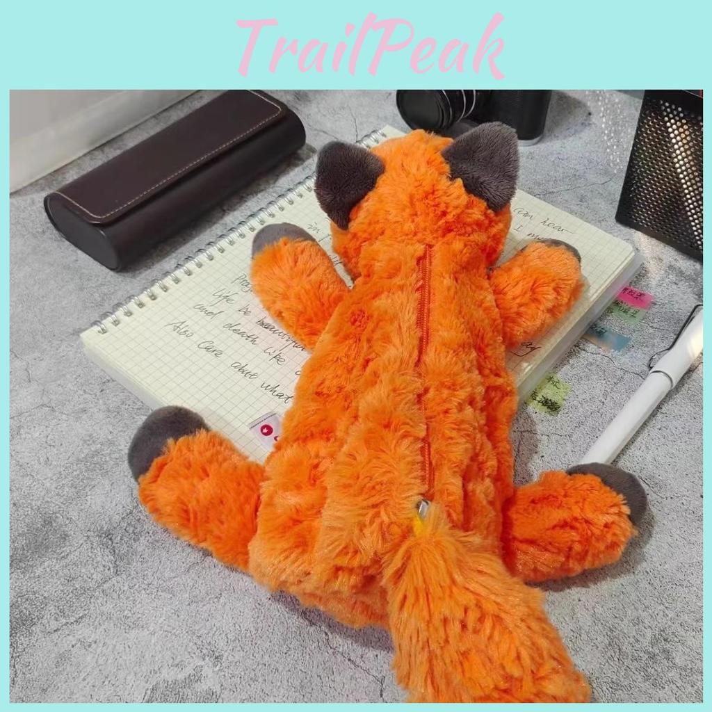 Cute Fox Pencil Case With Plush Material For Kids And Students