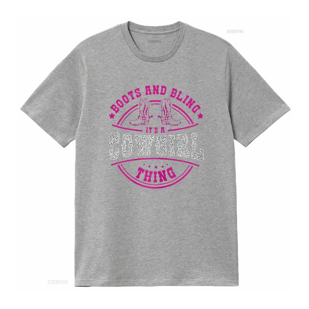 Womens boots bling it s a cowgirl thing Western Unique T Shirt for Women Soft and Breathable Casual vintage Washed streetwear