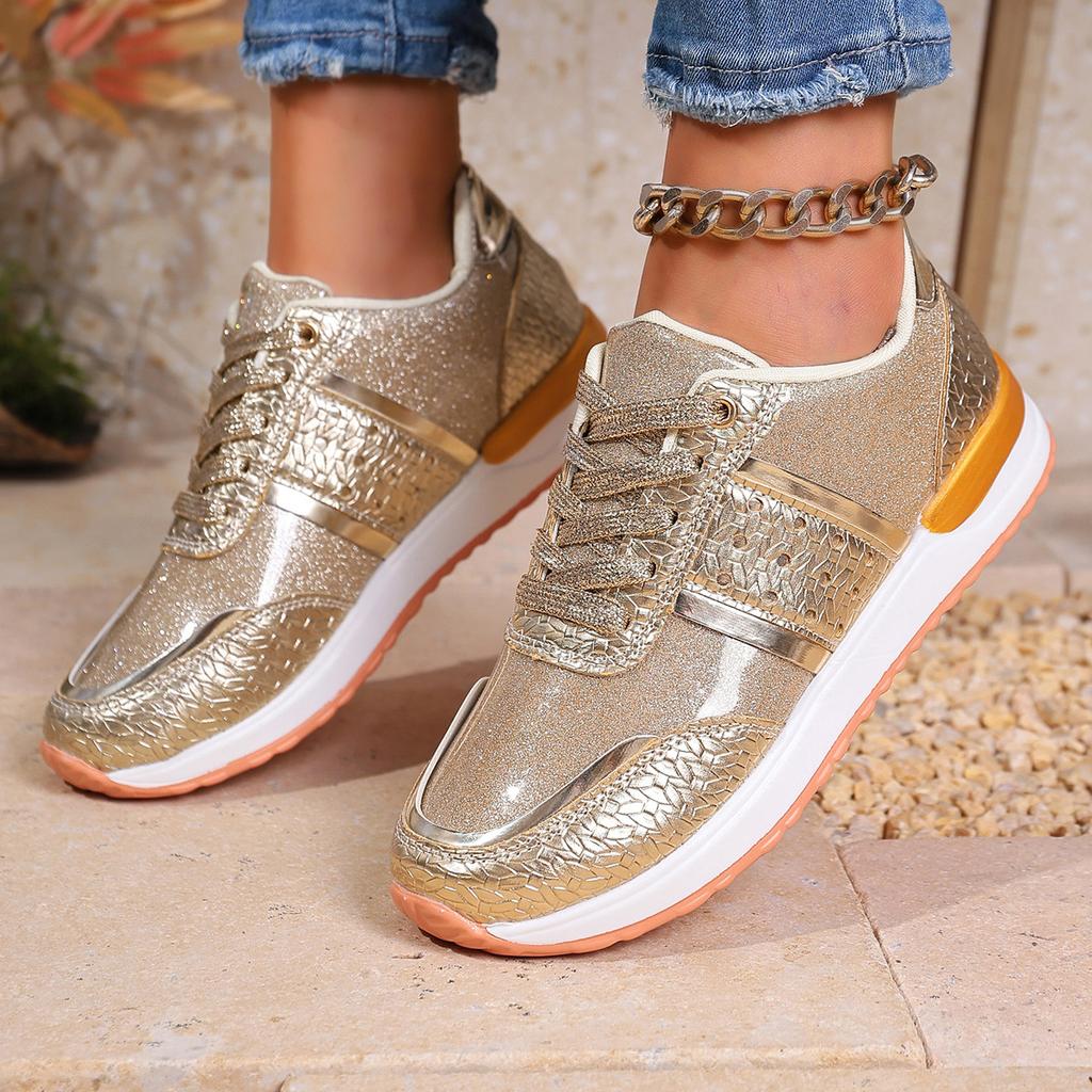 Fashion New Spring/Autumn 2025 fashionable large-sized thick-soled solid-color European and American casual low-top sports shoes