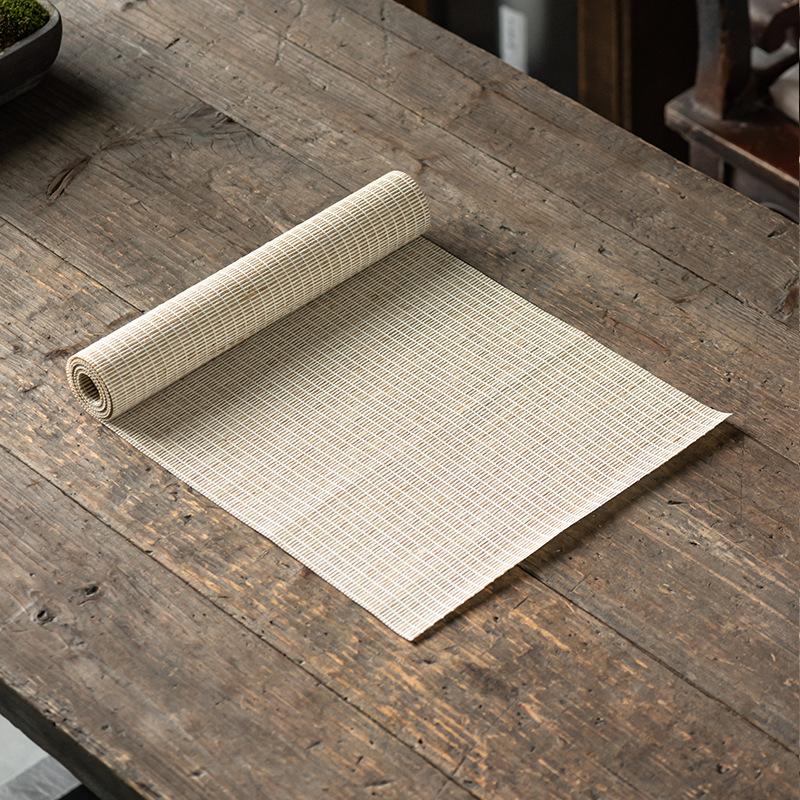 

Zen Linen Tea Mat Linen Cloth Japanese Tea Flag Tea Set Cushion Waterproof Heat Insulation Chinese Style Table Flag 30x60cm бежевий