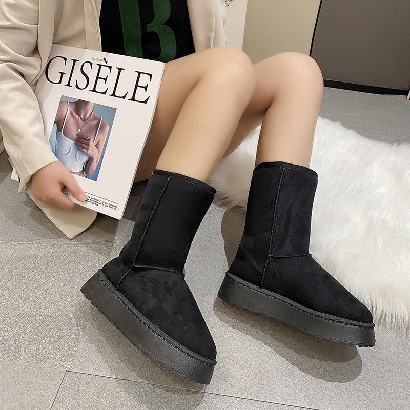 2025 Versatile Warm Snow Boots Solid Color Muffin Thick Bottom Fleece Thickened Classic 5825 Medium Tube Snow Boots