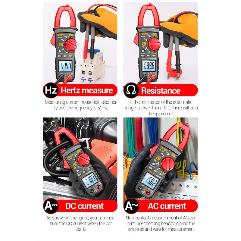 2026 Portable ANENG PN200 Digital Clamp Meter 4000 Counts 600A AC/DC Current Voltage Multimeter NCV Ohm Resistance Capacitance Tester Digital Display