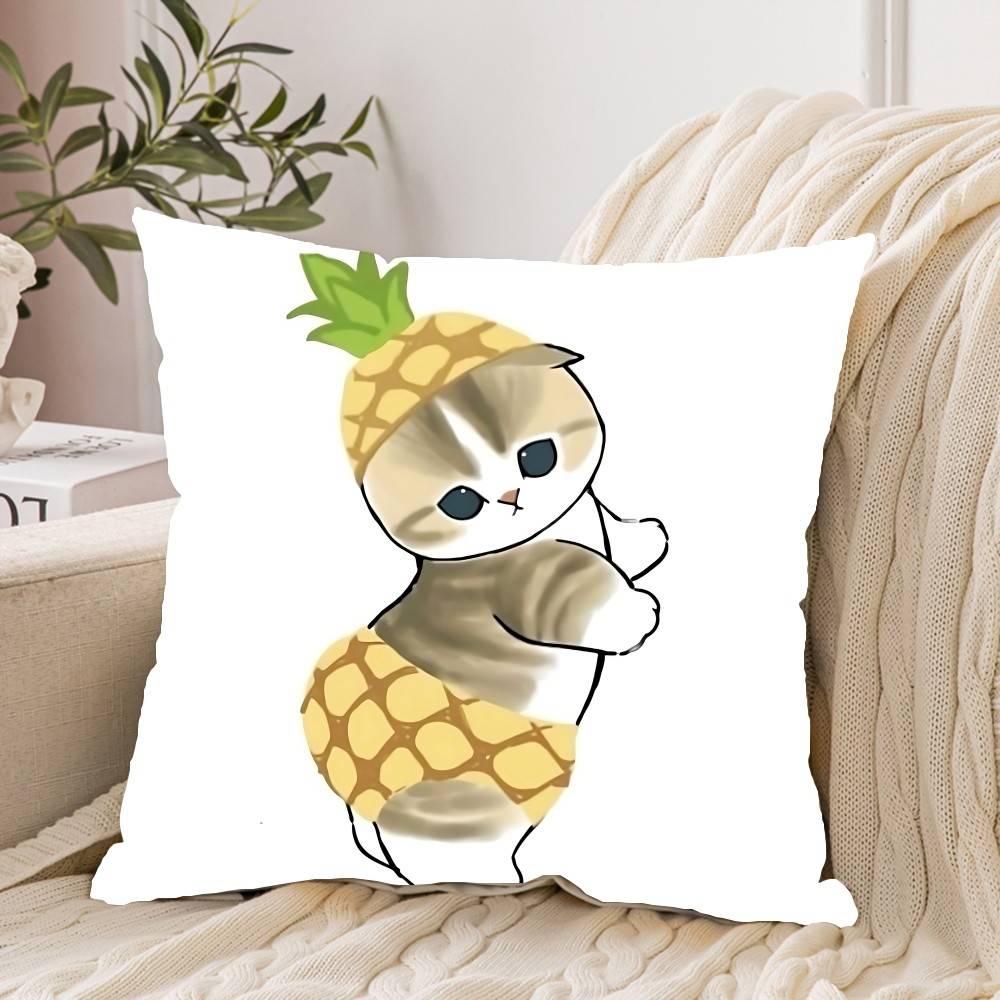 Hand Drawn Cute Cat Pillow Case Pattern Printed Pillowcase For Living Room Sofa Cushion Cover Bedroom Decor