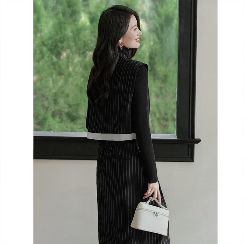 Women's Striped Lapel Short Vest