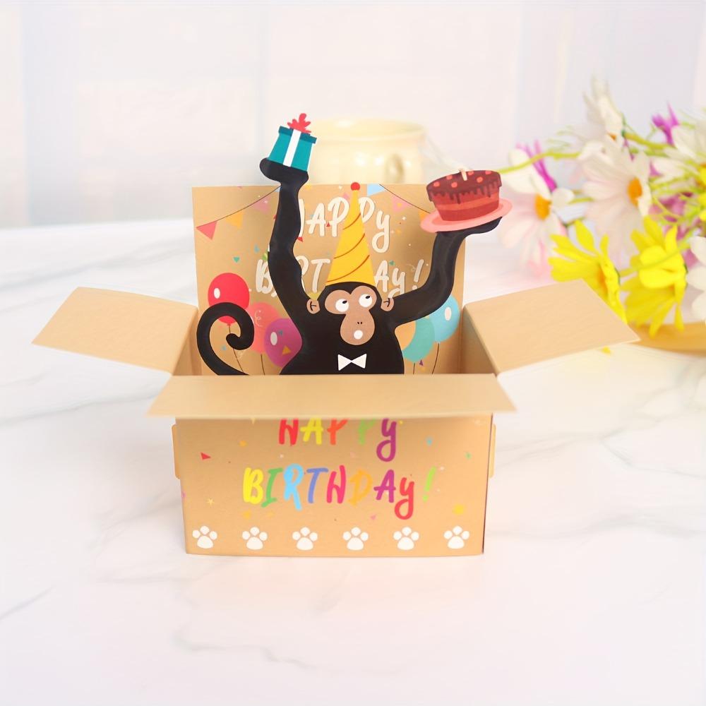 

3D Pop Up Birthday Card Funny Chimpanzees Dog Birthday Greeting for Animal Lovers Cute Puppy Card with Envelope Blank Notecard