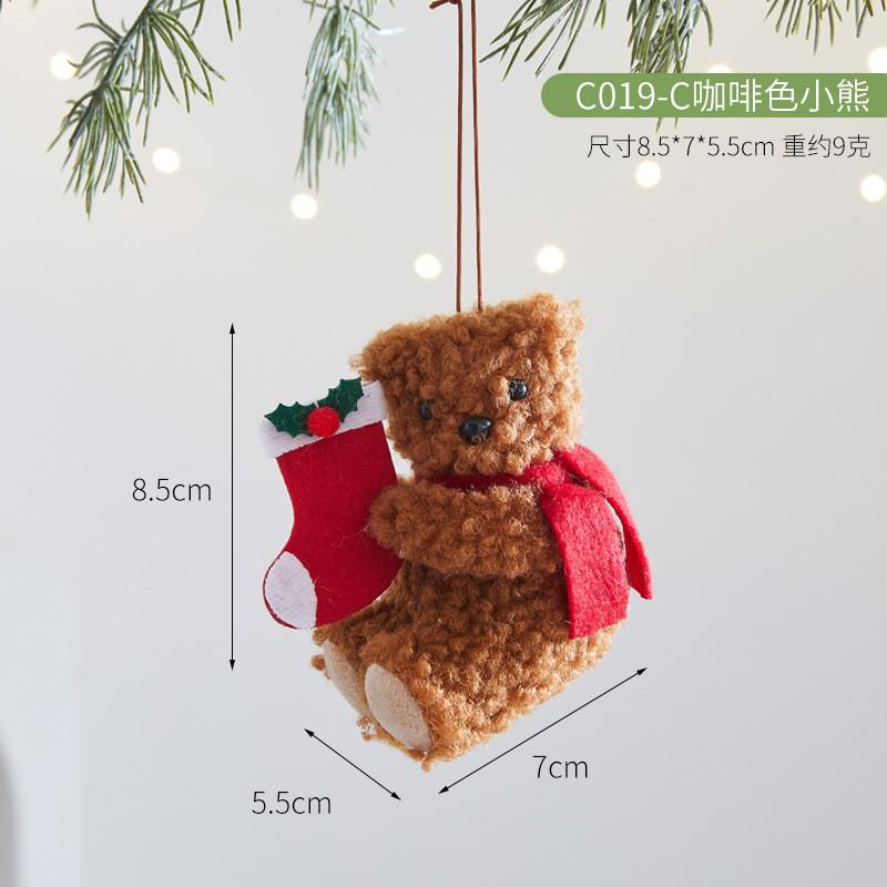 Christmas Plush Bear Ornament Cartoon Cute Desktop Decor Hotel Mall Hanging Decoration