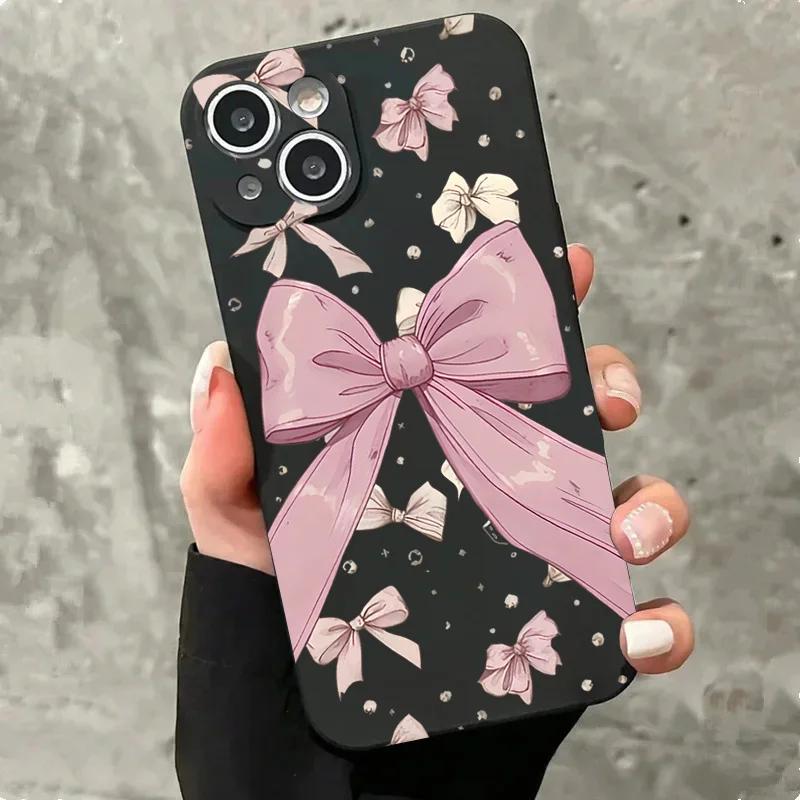 

Elegant Black Bow Pattern Art Phone Case for iPhone 17 16 15 14 13 12 11 Series Pro Max Plus Double Layer Protection iphone 16 Pro