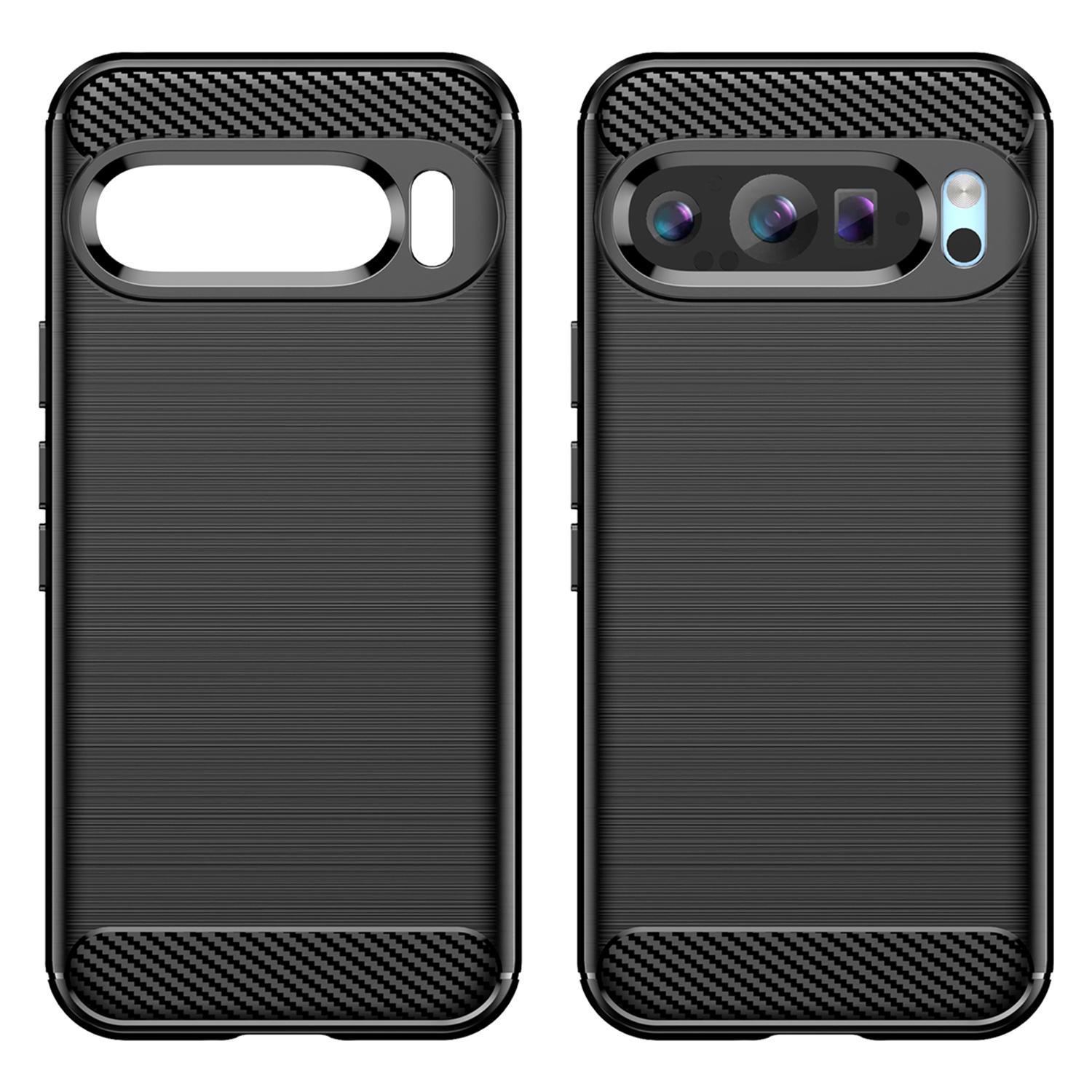 

For Google Pixel 9/Pixel 9 Pro Case Brushed TPU Phone Cover Carbon Fiber Texture Black