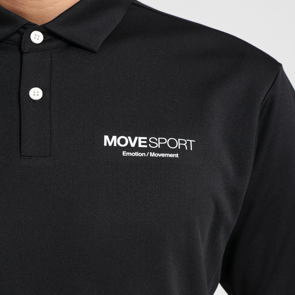 Move Sports Short Sleeve Polo Shirt Descente Short Sleeve Stretch Training BK00 [Amazon Exclusive] Men's Sweat-Wicking, Quick-Drying, Shirt,