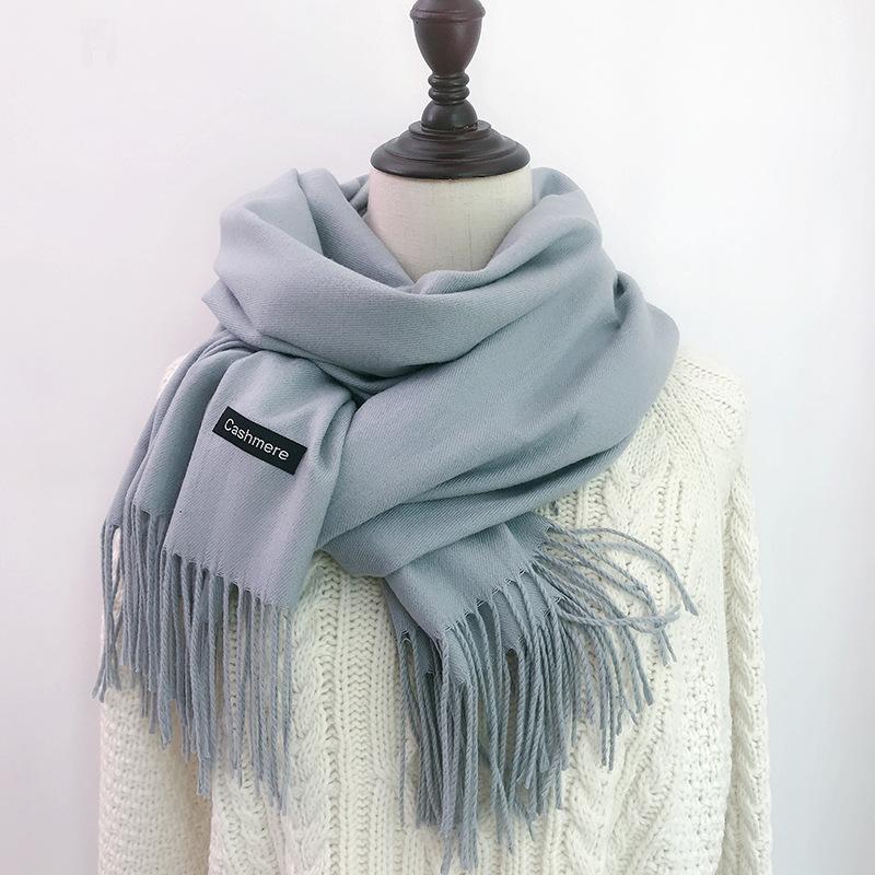 Solid Color Scarf for Women in Winter Korean Style Versatile Student Autumn and Winter Thickened Long Imitation Cashmere Red Men's Scarf Trendy
