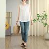 Women's Beige Embroidered Cotton Sleeveless Vest - New Chinese Style