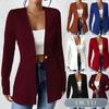 QICED Women's Vintage Casual Solid Color Print Autumn Winter Long Sleeve V-Neck Jackets & Coats Casual Chic