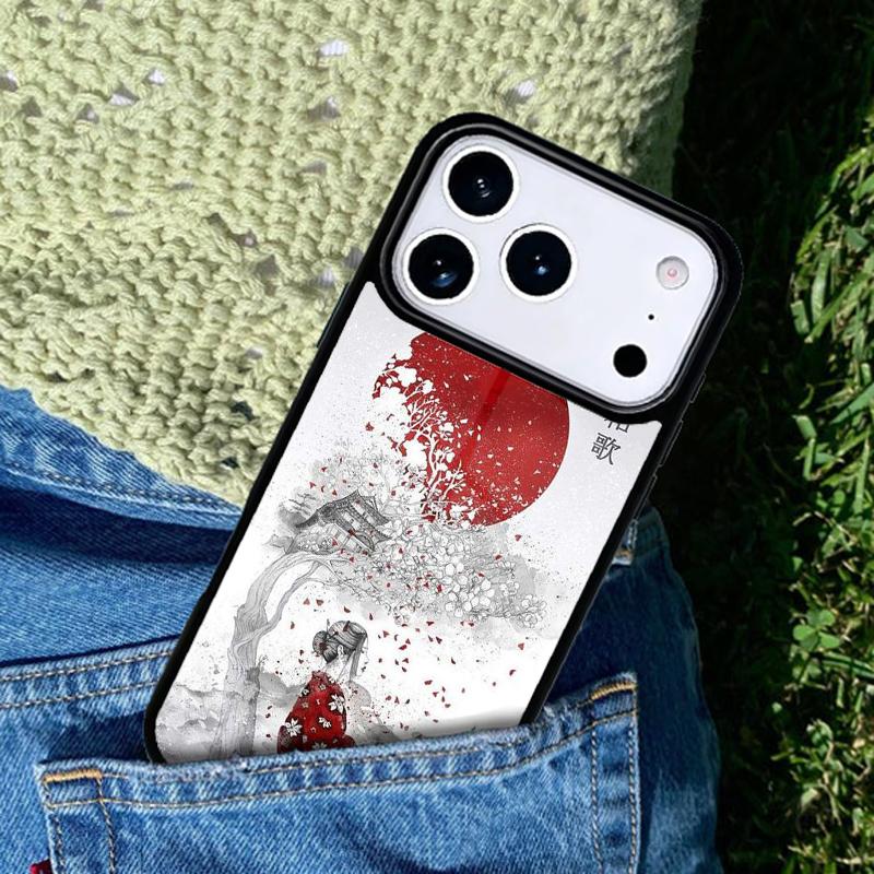 Japanese Geisha Phone Case For iPhone 17 AIR 16 Pro Max 15 14 Pro 11 12 13 Shockproof Silicone Cover