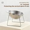 15° Tilted Elevated Cat Dog Bowl, 304 Stainless Steel Pet Food Water Dish with Non-Slip Base Healthy Feeding