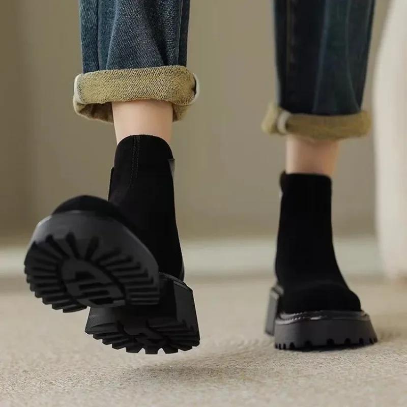 Módní dámské boty 2024 Módní boty na zip Dámské podzimní zimní boty Kulatá špička Plyšový fleece pro teplo Jednobarevné krátké kotníkové boty