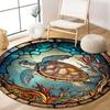 Velvet Sea Turtle Round Mat - Non-Slip Hand Wash Coral Reef Rug for Living Room, Bedroom & Office Decor
