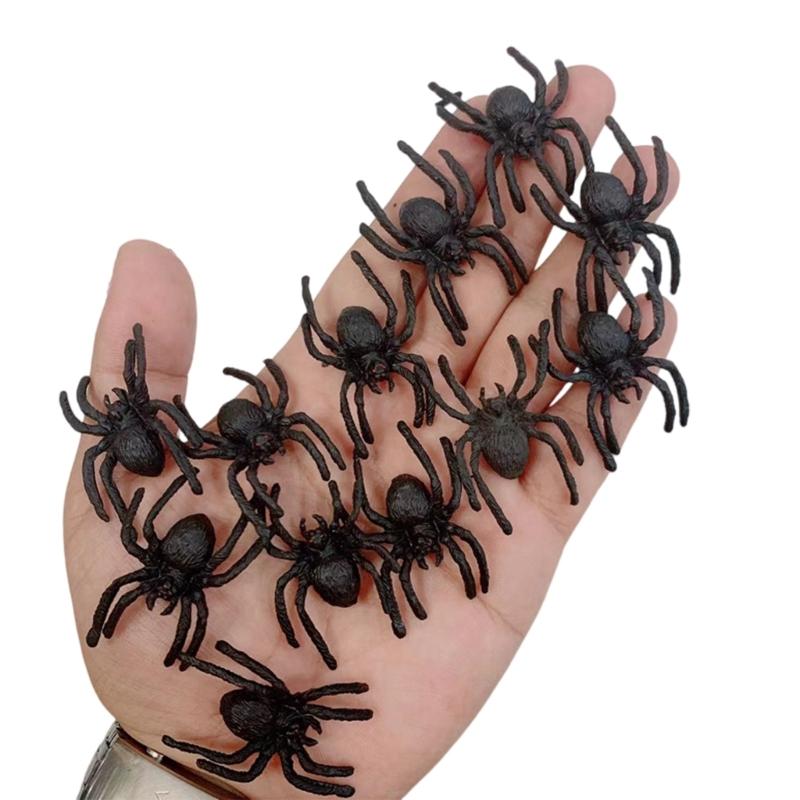 Bulk 12 Pieces Halloween Spiders Toy Assortment for Funny Goodie Bags Halloween Dark Craft PVC Spiders
