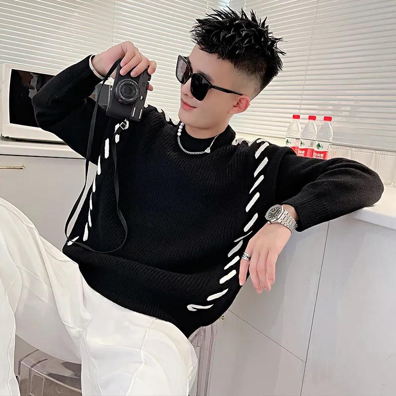 

Бренд Базовая рубашка с длинным рукавом Новое нижнее белье Осенний и зимний мужской свитер Модный S чёрный