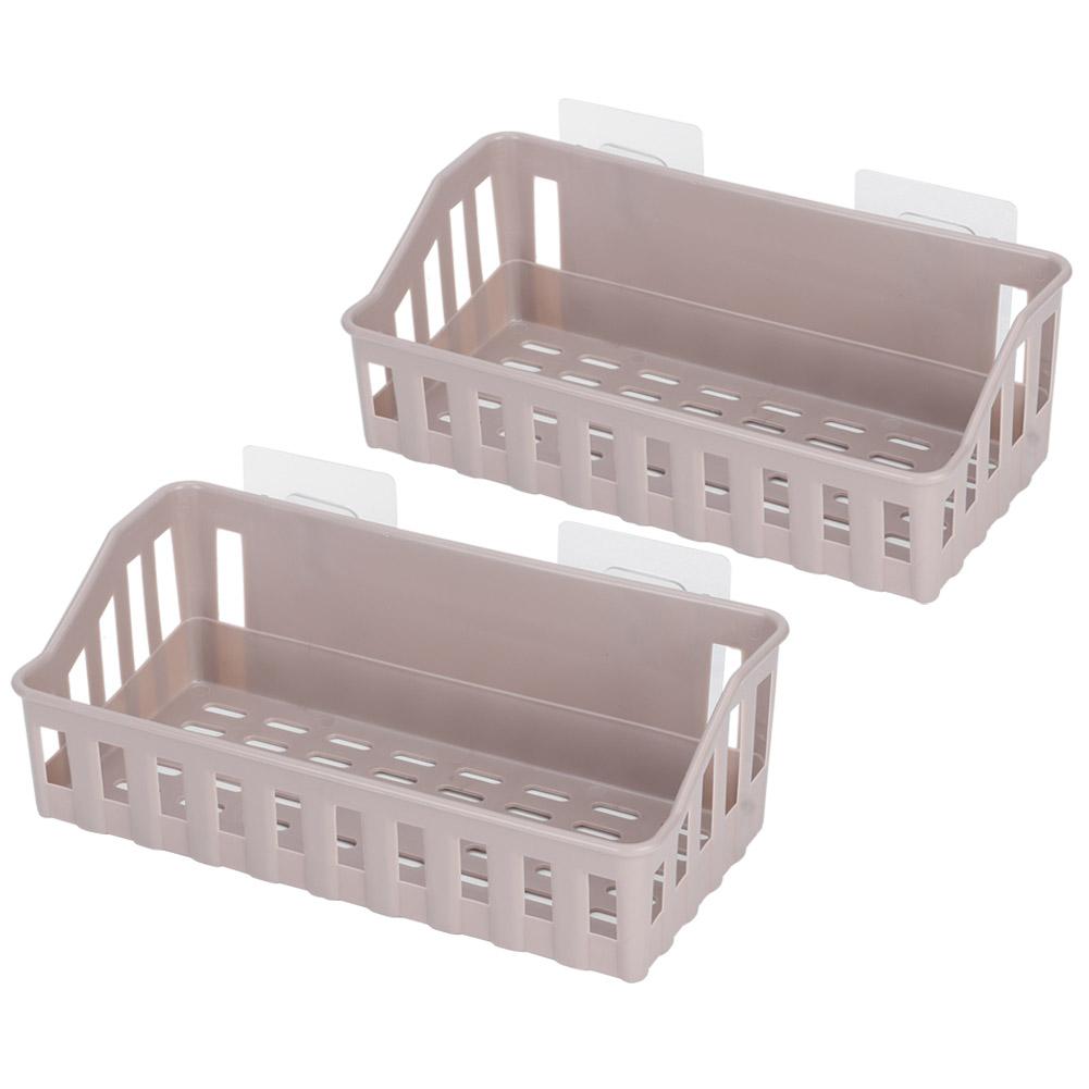 

Free Punch Wall Mounted Shampoo Holder Storage Shelf Rack Organizer Bathroom SuppliesLight Coffee Color светло-коричневого