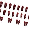 Glossy Wine Red High-Grade Cherry Retro Wearable Nails - Set of 24