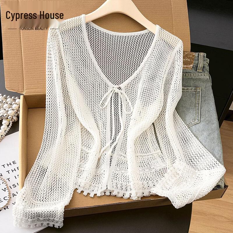 Women s Hollow-out Lace-up Knit Top One Size