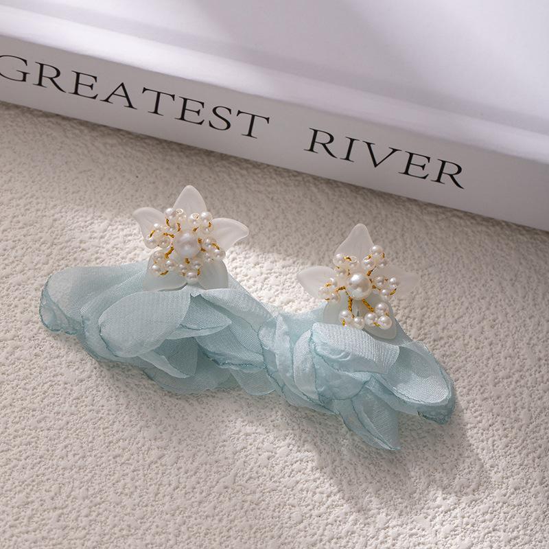 Silver Needle Tassel Flower Flower Fairy Earrings Female Pastoral Style Niche Handmade Temperament Exaggerated Earrings Female