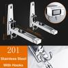 Microwave Oven Holder Folding Rack Stainless Steel Kitchen Shelf Foldable Retractable Bracket Oven Rack Hooks Telescopic Shelves