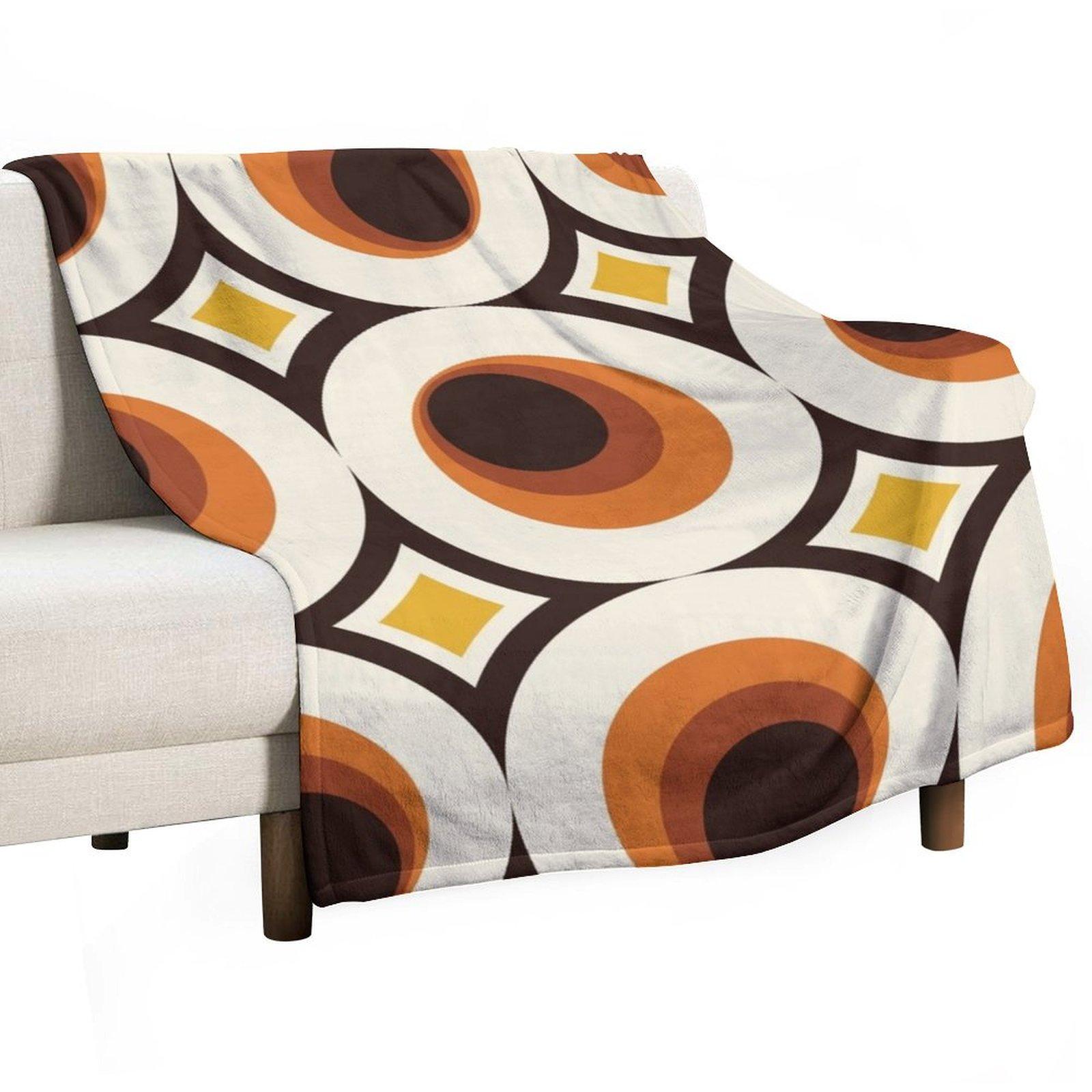 

1970s Orange Mid-Century Modern Circle 1 Throw Blanket Decorative Sofas Retros Blankets For Sofas decorative Blankets 30x40in
