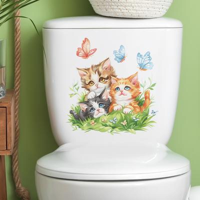 Fun-m160 Cartoon Katze Schmetterling Badezimmer Toilette Toilette mit Heimverschönerung Dekorative Aufkleber